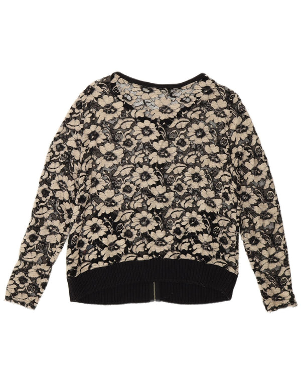 MINT VELVET Womens See Through Cardigan Top UK 14 Medium Black Viscose