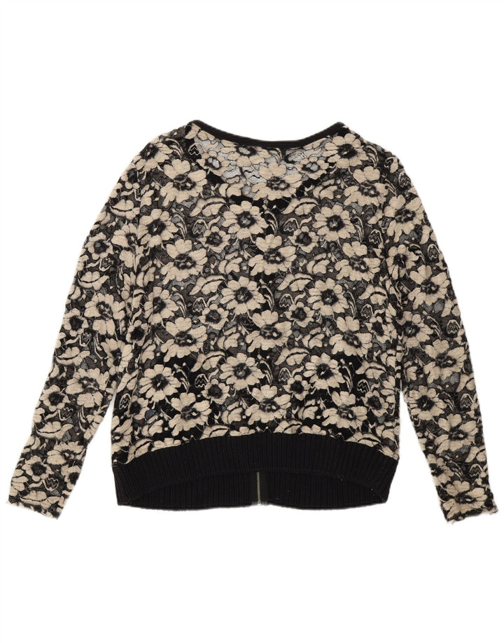 MINT VELVET Womens See Through Cardigan Top UK 14 Medium Black Viscose