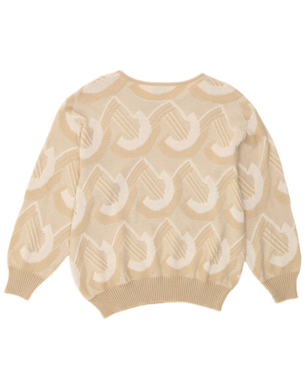 Canda Womens Boat Neck Jumper Sweater IT 48 XL Beige Geometric Acrylic