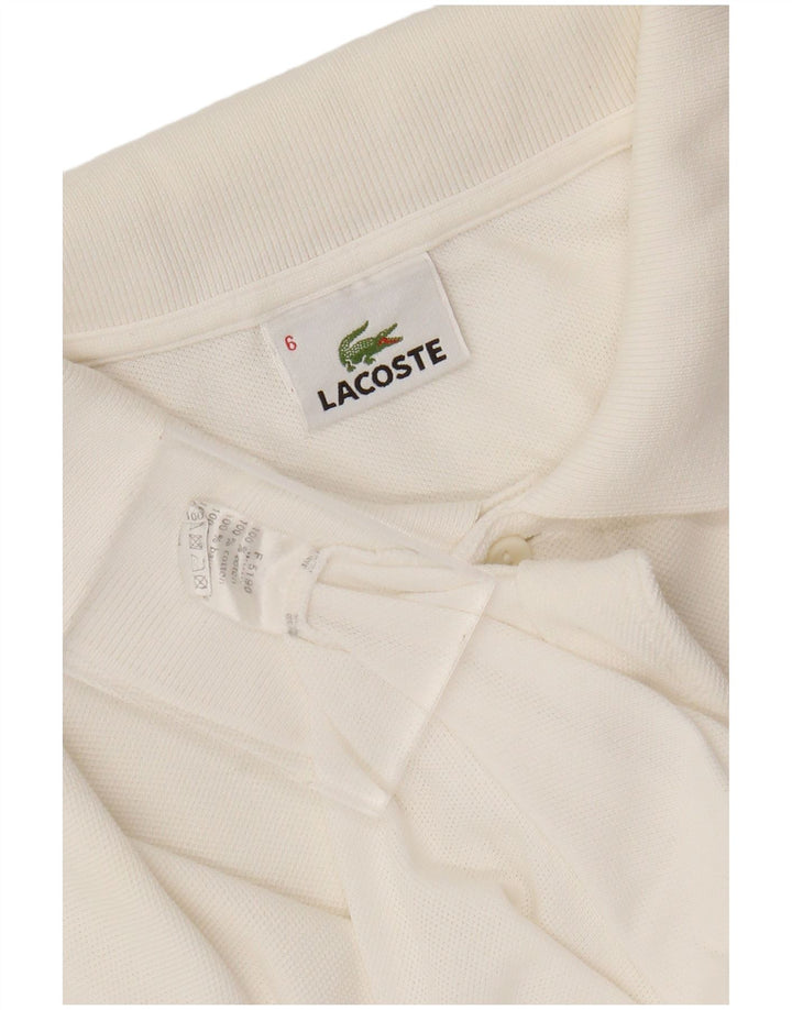 LACOSTE Mens Polo Shirt Size 6 XL White Cotton