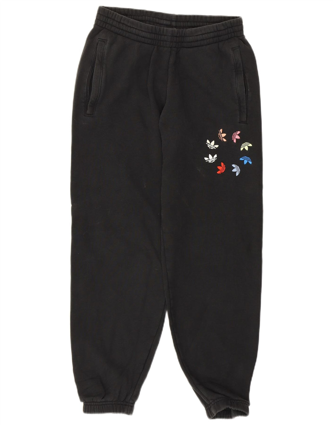 ADIDAS Womens Graphic Tracksuit Trousers Joggers UK 8 Small  Black Cotton