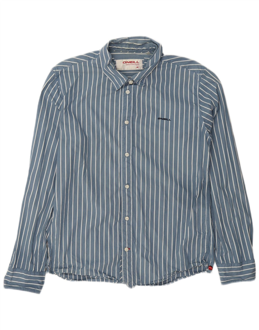 O'Neill Mens Shirt Medium Blue Pinstripe Cotton