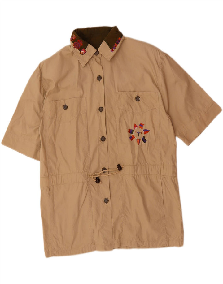 VINTAGE Womens Short Sleeve Shirt Blouse IT 44 Medium Beige Vintage Vintage and Second-Hand Vintage from Messina Hembry 