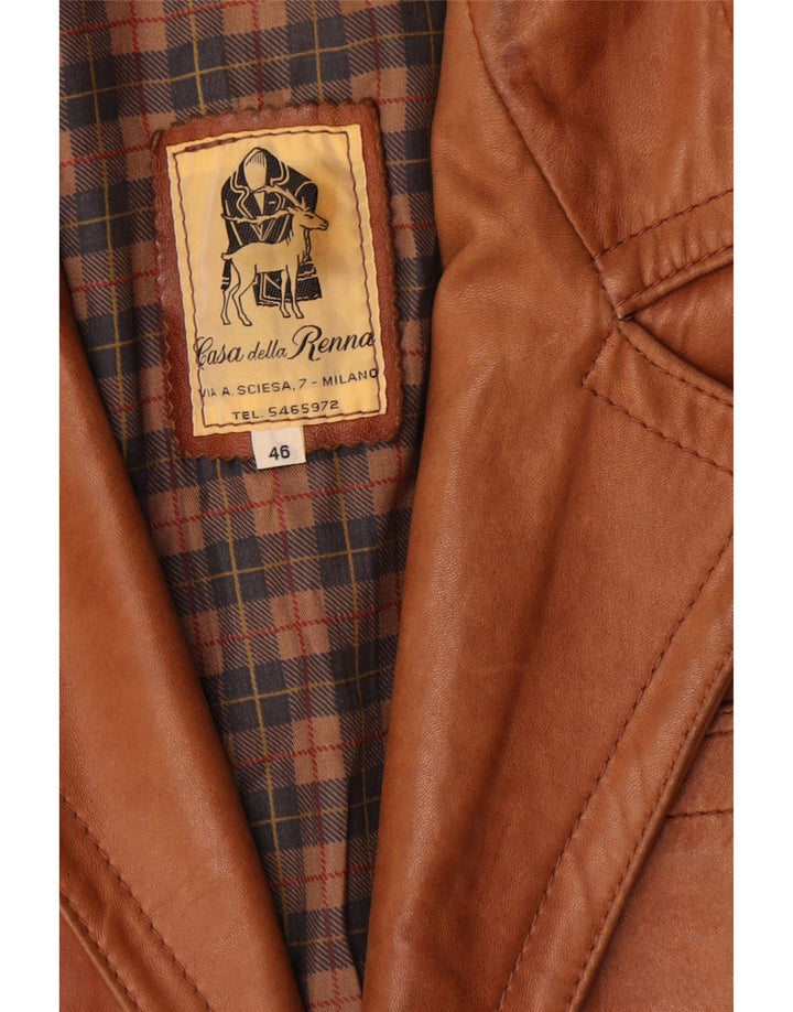 Renna Mens 2 Button Leather Blazer Jacket IT 46 Small Brown
