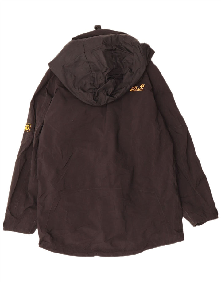 JACK WOLFSKIN Womens Oversized Hooded Rain Jacket UK 8 Small Black