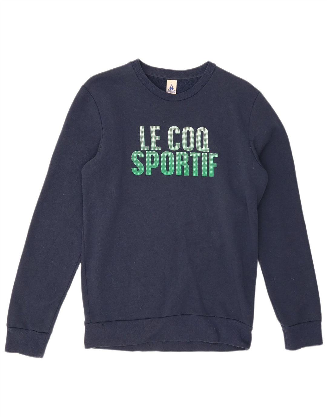 LE COQ SPORTIF Mens Graphic Sweatshirt Jumper Small Navy Blue Cotton