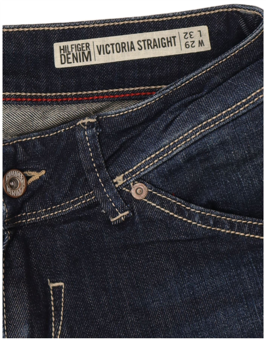 TOMMY HILFIGER Womens Victoria Straight Jeans W29 L32 Blue Cotton