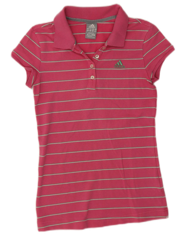 Adidas Womens Clima 365 Polo Shirt UK 10 Small  Pink Striped