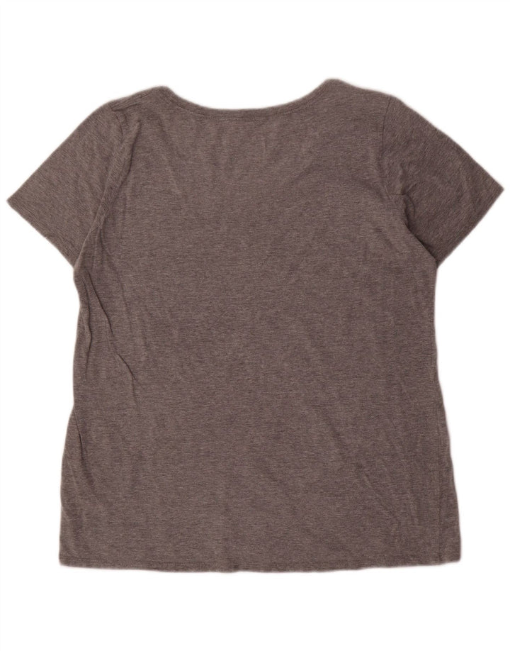 NIKE Womens Athletic Cut Graphic T-Shirt Top UK 16 Large Grey Flecked