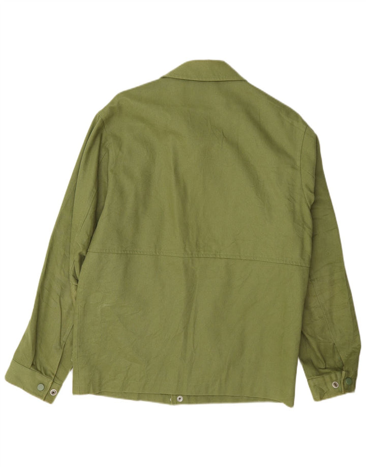 Zara Mens Bomber Jacket UK 36 Small Green Cotton