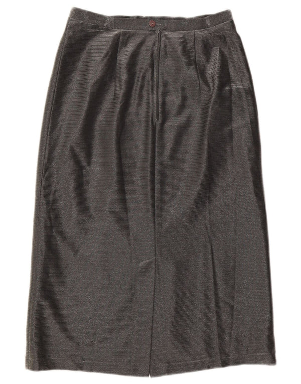 VINTAGE Womens High Waist Straight Skirt EU 38 Medium W25 Grey Triacetate