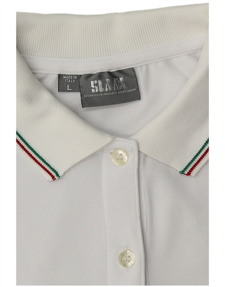 Slam Womens Polo Shirt UK 14 Large White Argyle/Diamond Polyamide