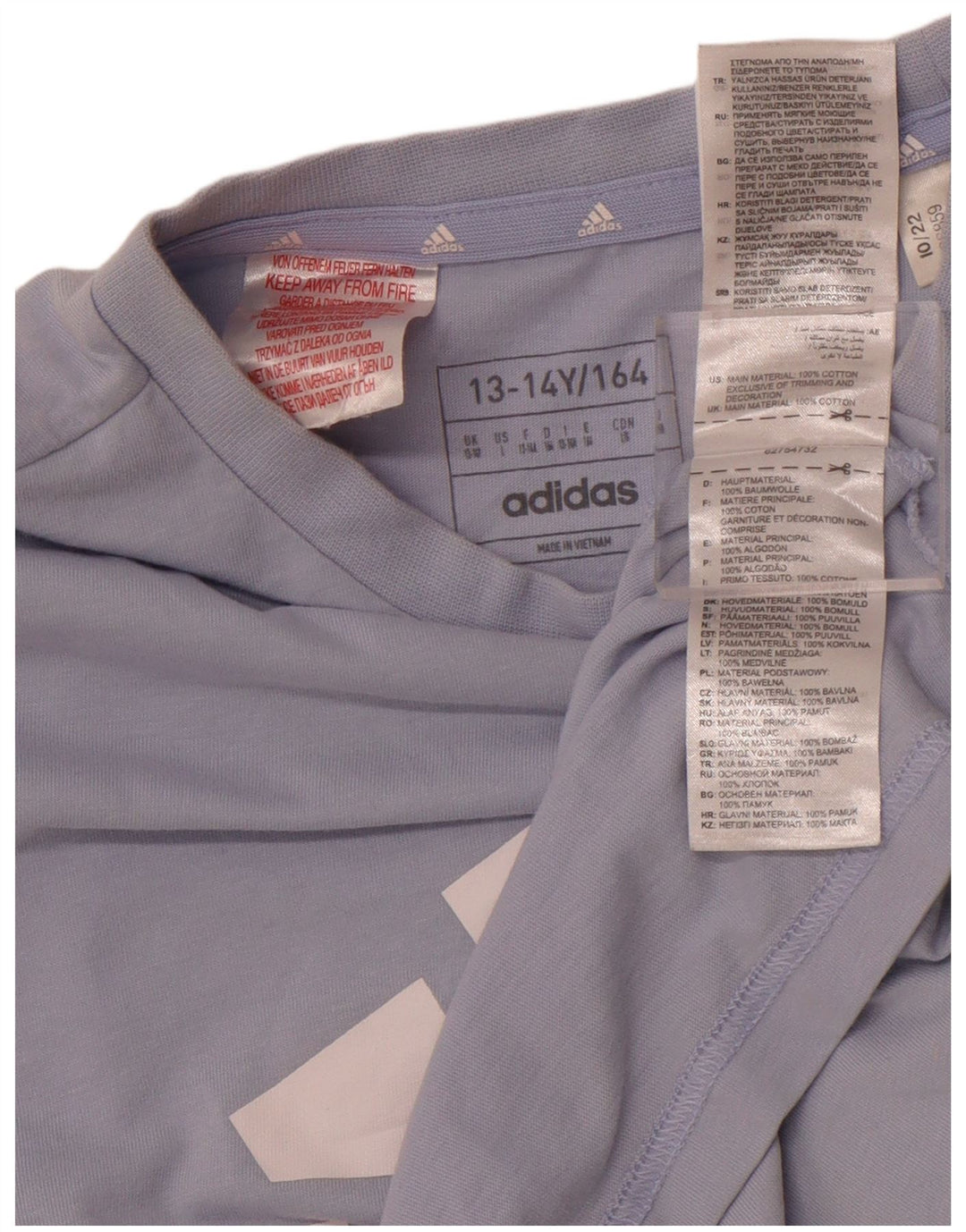 ADIDAS Girls Graphic T-Shirt Top 13-14 Years Blue Cotton