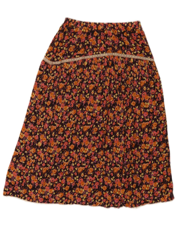 ZARA Girls A-Line Skirt 11-12 Years W20 Brown Floral Viscose