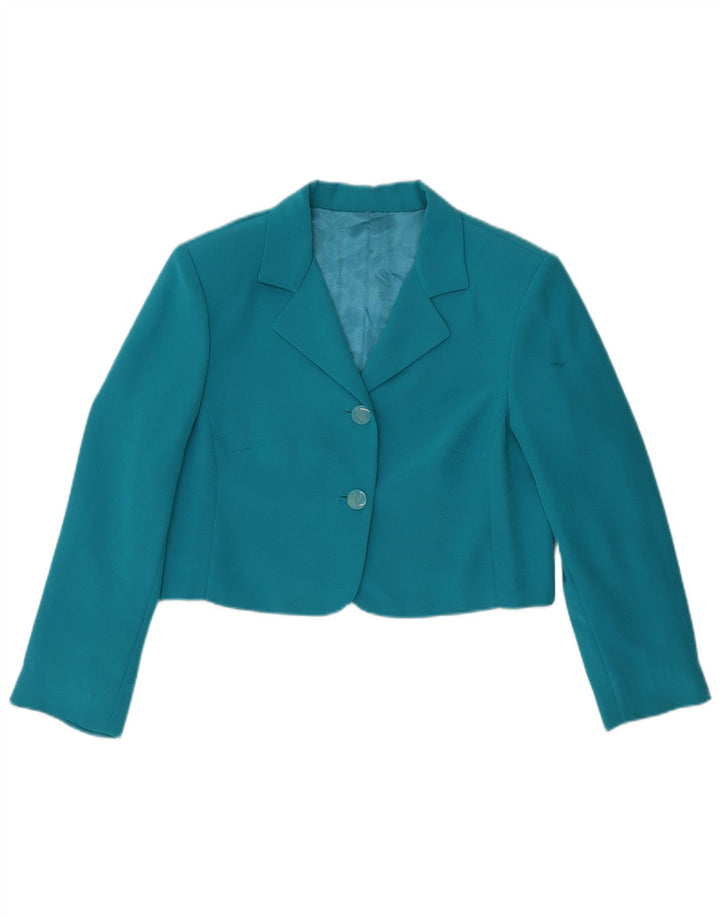 Vintage Womens Crop Blazer Jacket UK 12 Medium Blue