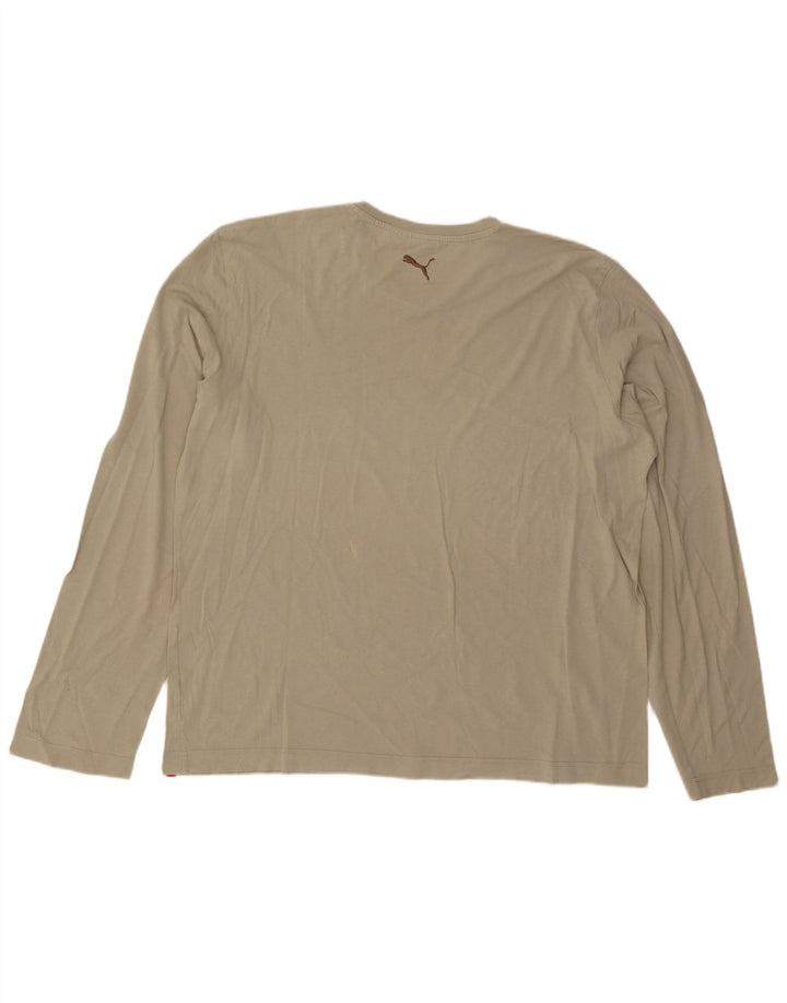 Puma Mens Graphic Top Long Sleeve 2XL Beige Cotton