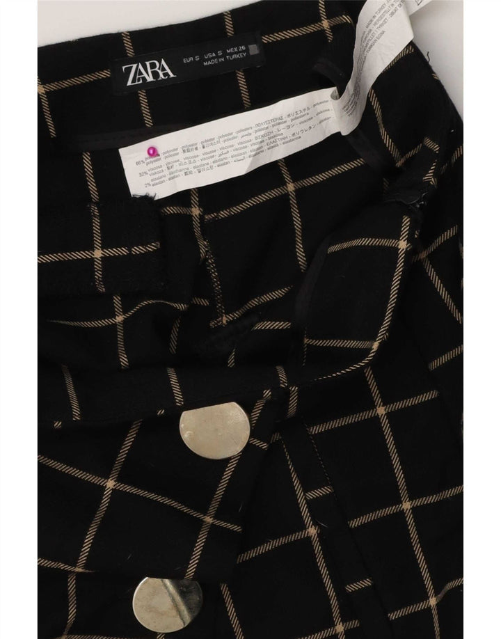 Zara Womens Casual Shorts Small W26 Black Check Polyester