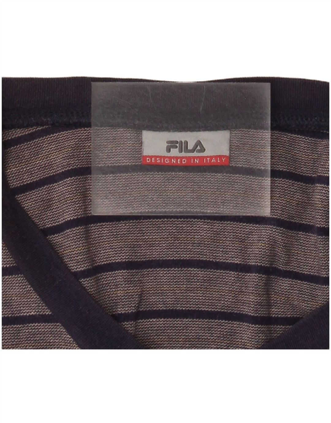 Fila Womens Top Long Sleeve UK 18 XL Navy Blue Striped