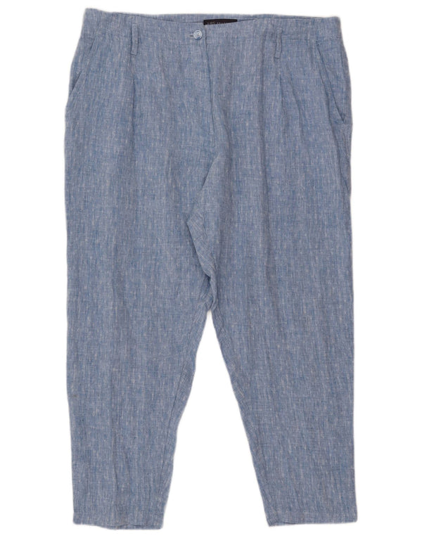 Marks & Spencer Womens High Waist Cropped Trousers UK 16 Large W37 L26 Blue