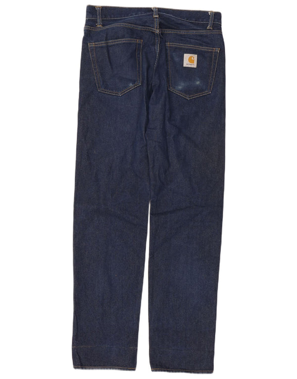 CARHARTT Mens Straight Jeans W29 L32 Navy Blue Cotton