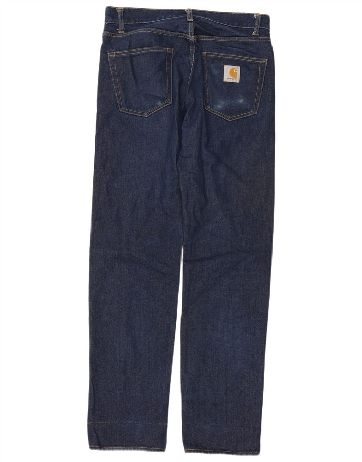 CARHARTT Mens Straight Jeans W29 L32 Navy Blue Cotton