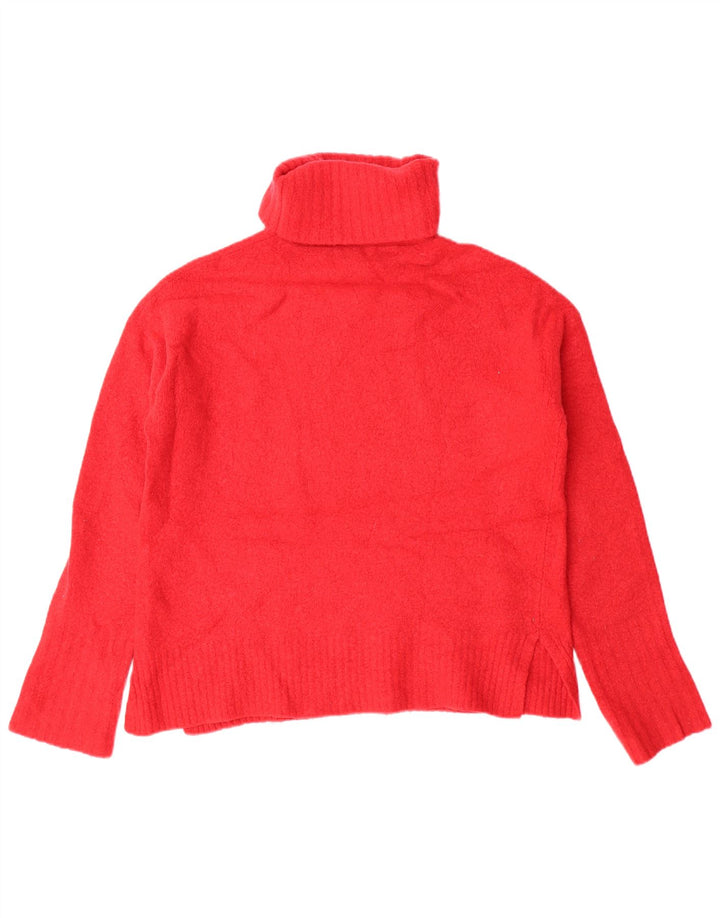 WHISTLES Womens Oversized Roll Neck Jumper Sweater UK 10 Small Red Wool