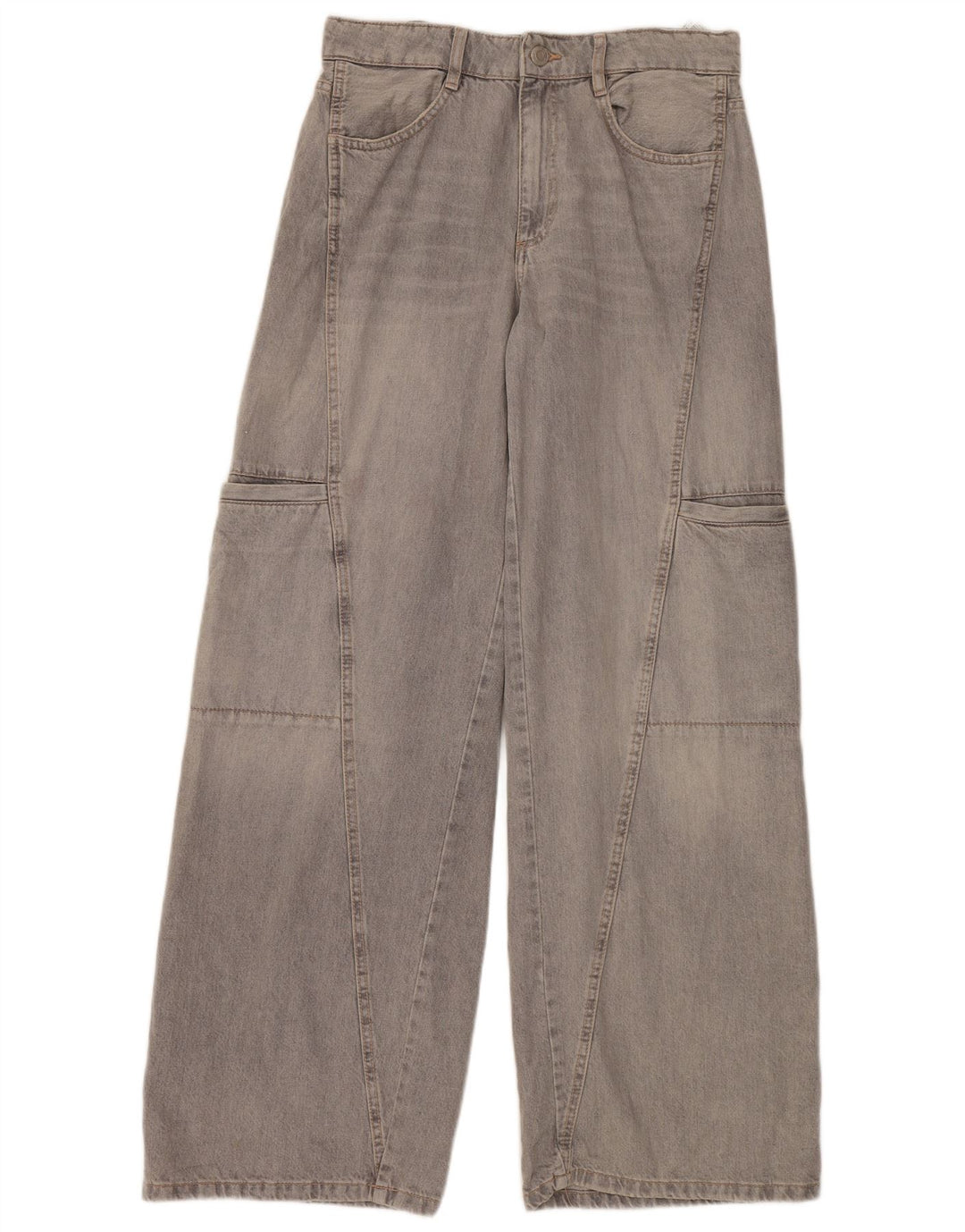 ZARA Womens Cargo Wide Leg Jeans EU 40 Medium W30 L34 Grey Cotton