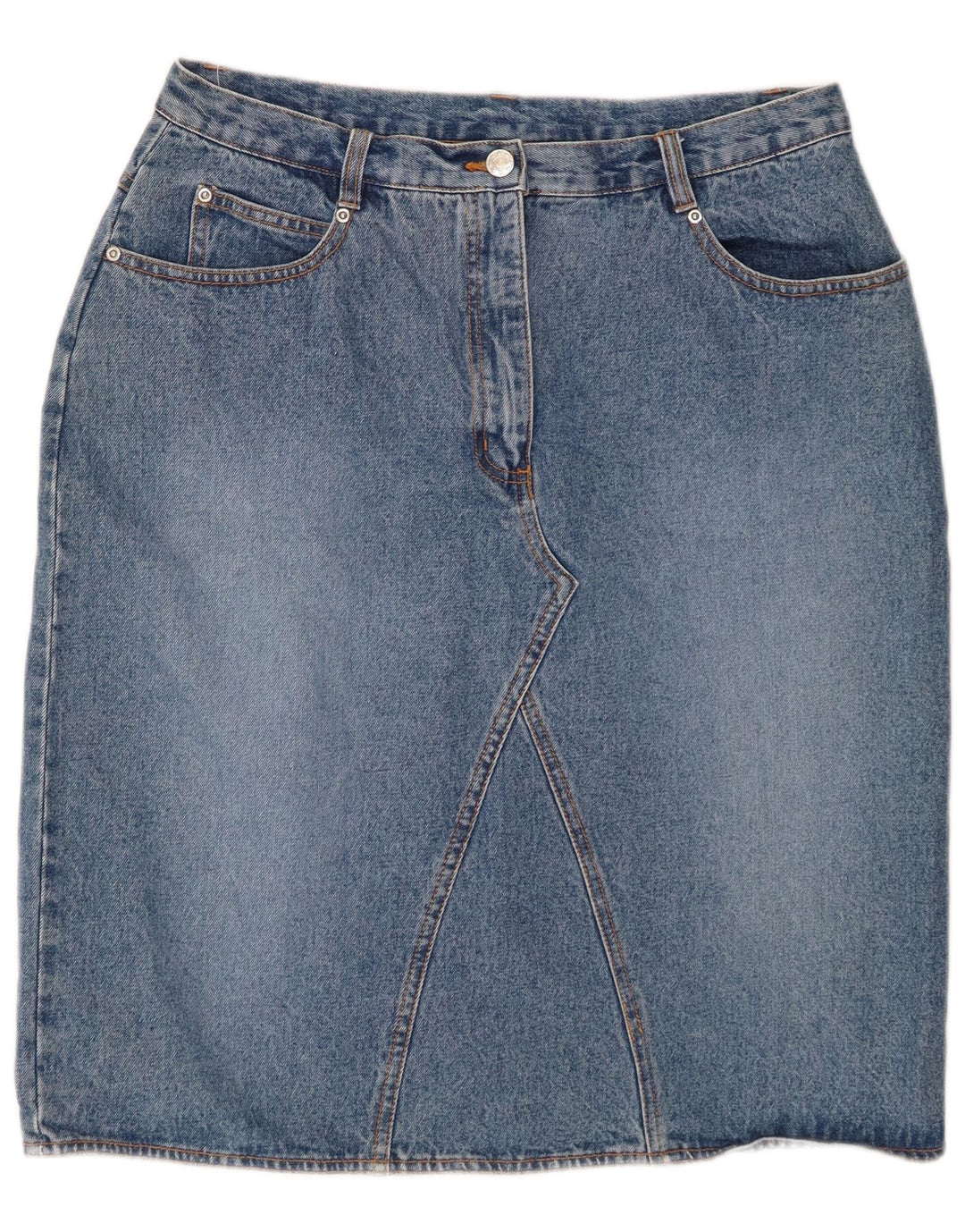 VINTAGE Womens High Waist Denim Skirt UK 18 XL W32 Blue