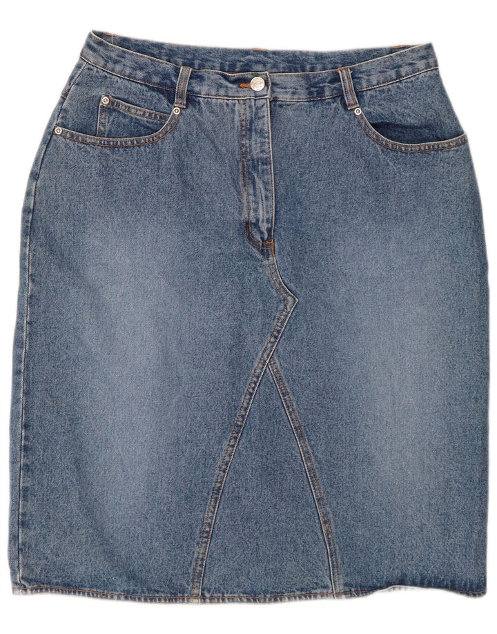 VINTAGE Womens High Waist Denim Skirt UK 18 XL W32 Blue