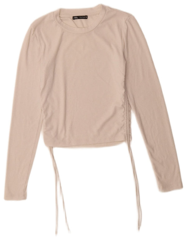 Zara Womens Crop Top Long Sleeve UK 14 Medium White