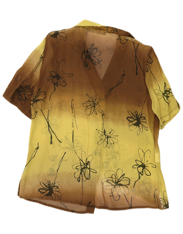 Giulia Galanti Womens Short Sleeve Shirt Blouse UK 16 Large Yellow Floral