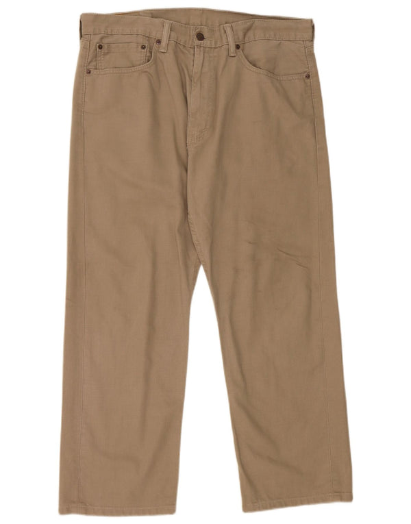 Levi's Mens 505 Regular Fit Straight Casual Trousers W36 L26 Khaki Cotton