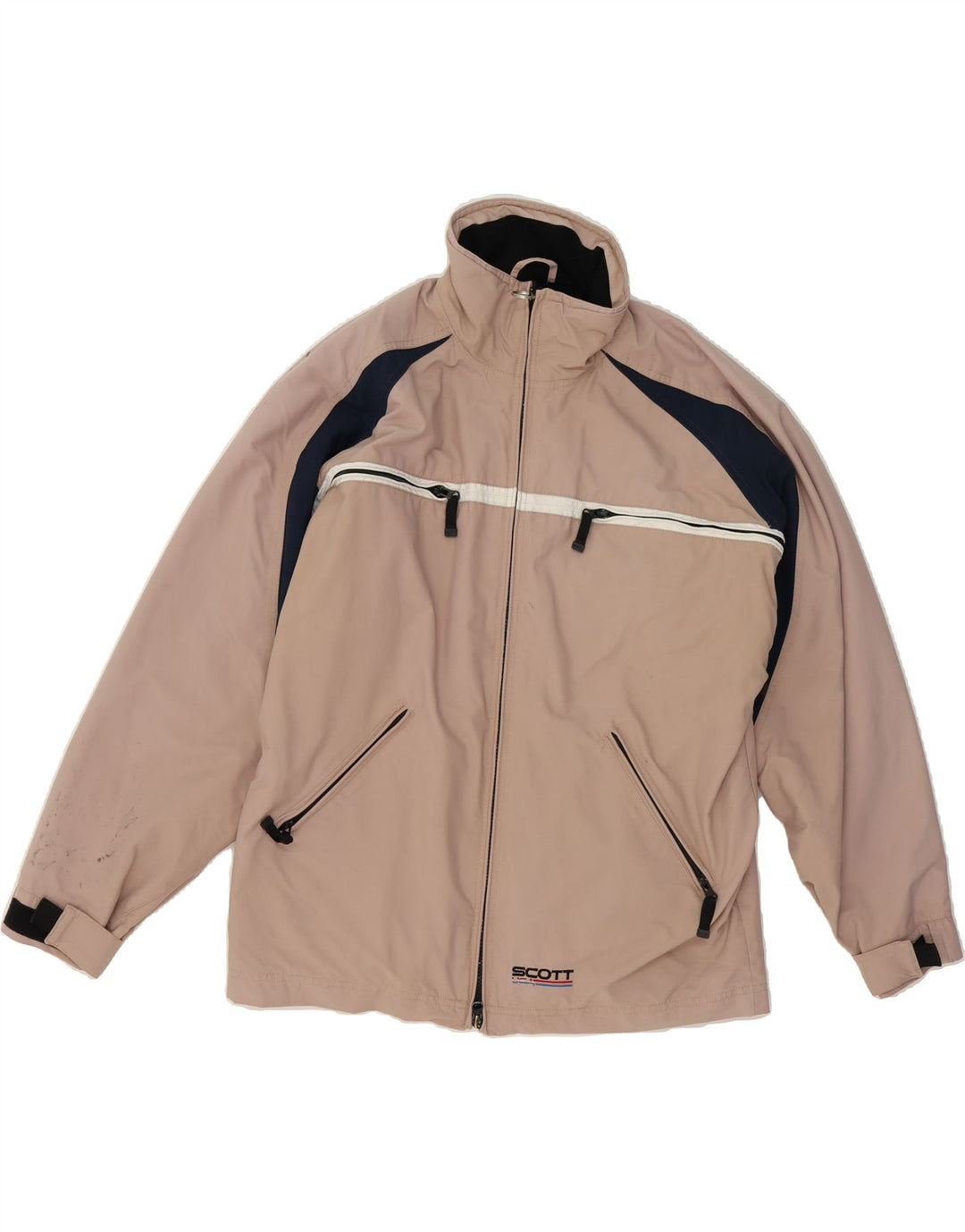 SCOTT Mens Windbreaker Jacket UK 36 Small Beige Colourblock Polyester Vintage Scott and Second-Hand Scott from Messina Hembry 