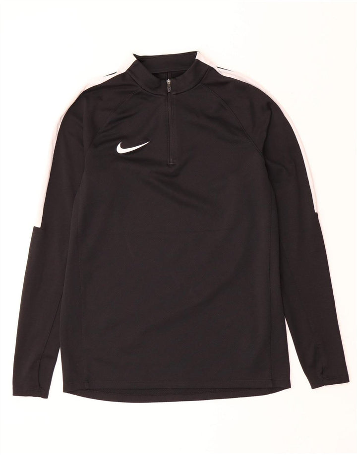 NIKE Mens Dri Fit Zip Neck Pullover Tracksuit Top Medium Black Colourblock
