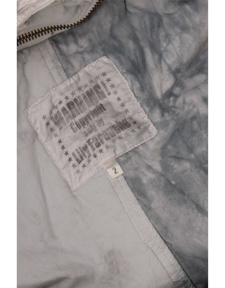 Lily Farouche Womens Hooded Oversized Ski Jacket US 2 XS Grey Geometric