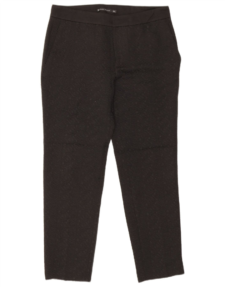 Zara Womens Slim Chino Trousers Medium W28 L27 Black Geometric Polyester