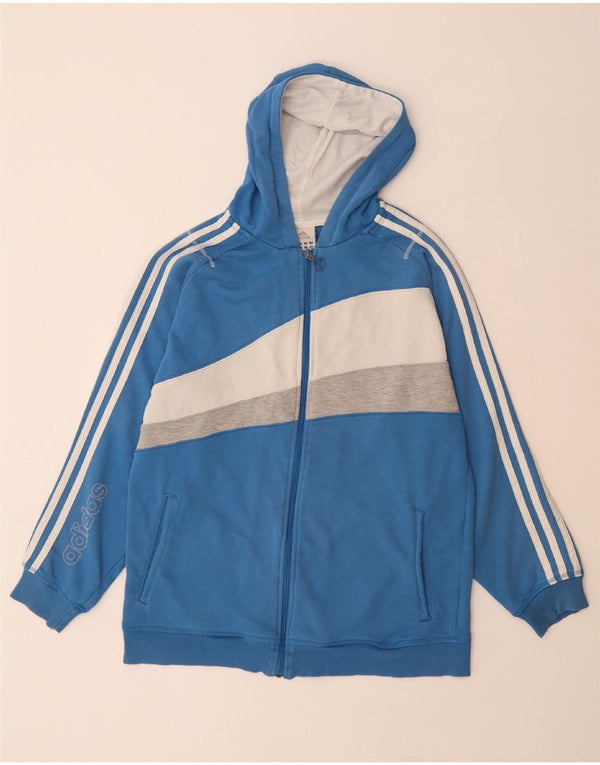 ADIDAS Mens Graphic Zip Hoodie Sweater UK 34/36 Small Blue Colourblock