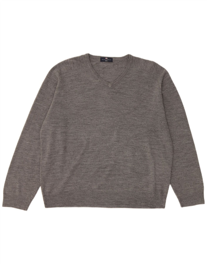 Marks & Spencer Mens V-Neck Jumper Sweater XL Grey Acrylic