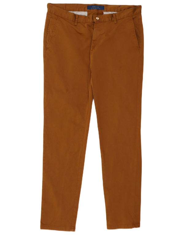 Zara Mens Slim Chino Trousers EU 44 Large W34 L30 Brown