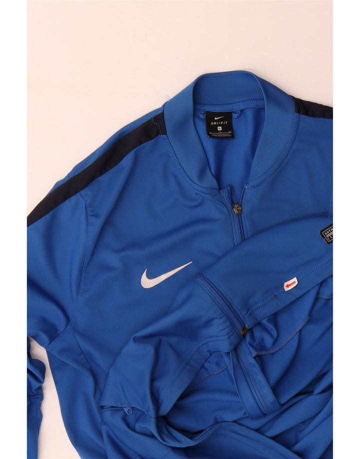 NIKE Mens Dri Fit Tracksuit Top Jacket XL Blue Colourblock Polyester