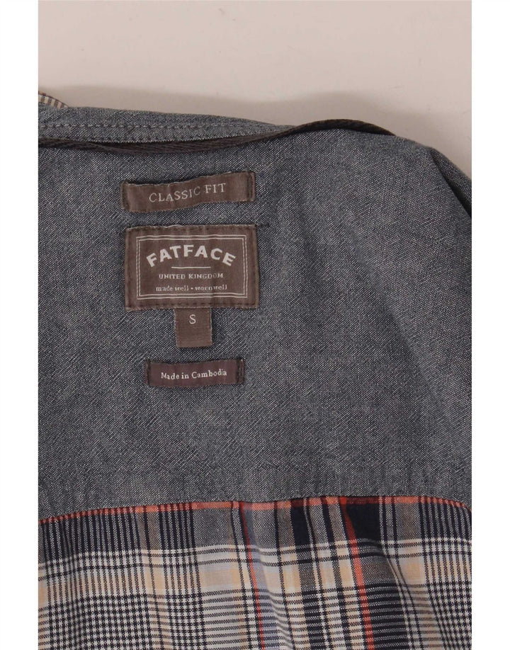 Fat Face Mens Short Sleeve Classic Fit Shirt Small Grey Check