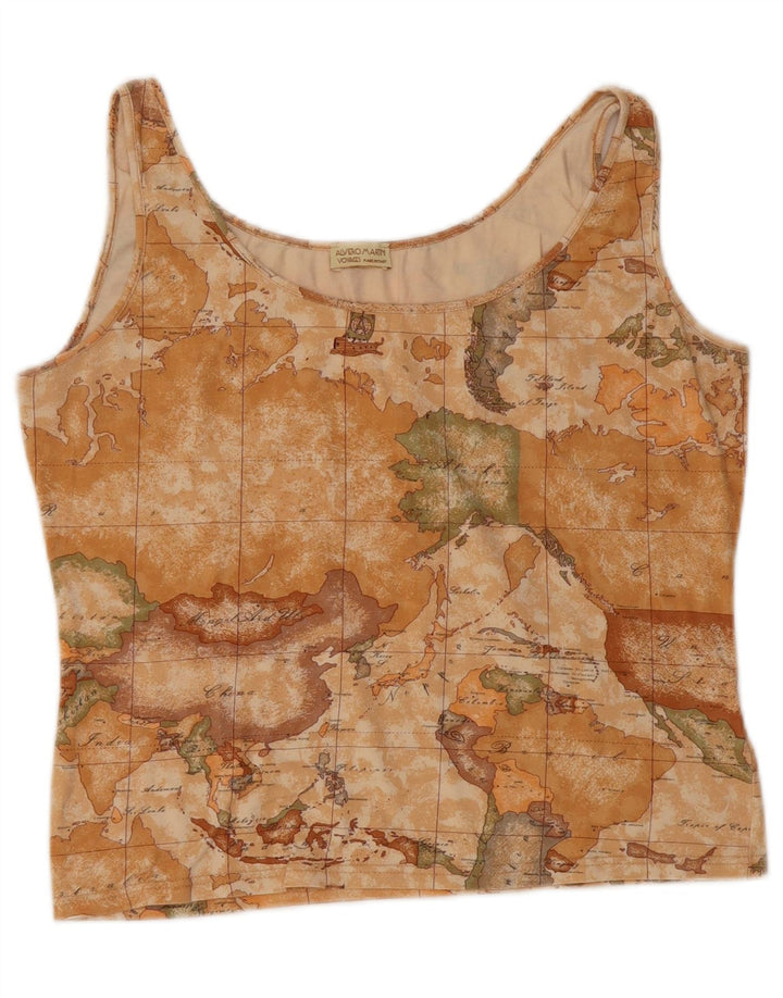 ALVIERO MARTINI Womens Voyages Crop Vest Top IT 48 XL Beige Geometric