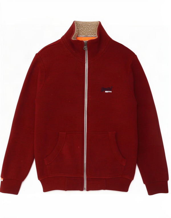 Superdry Mens Tracksuit Top Jacket Medium Red Cotton