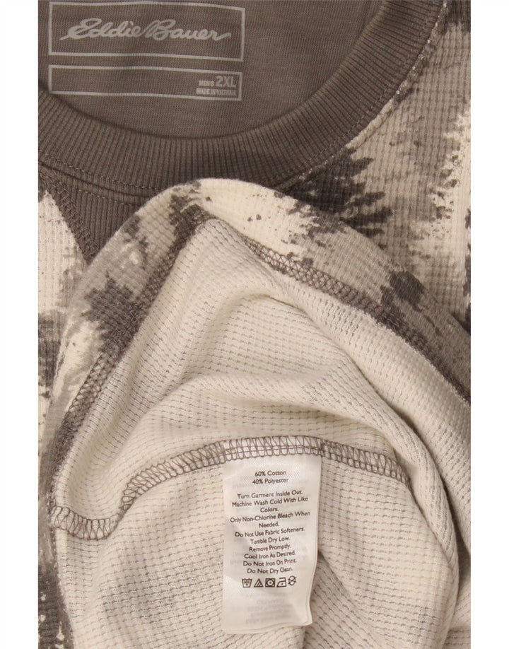 EDDIE BAUER Mens Abstract Pattern Top Long Sleeve 2XL Grey Cotton