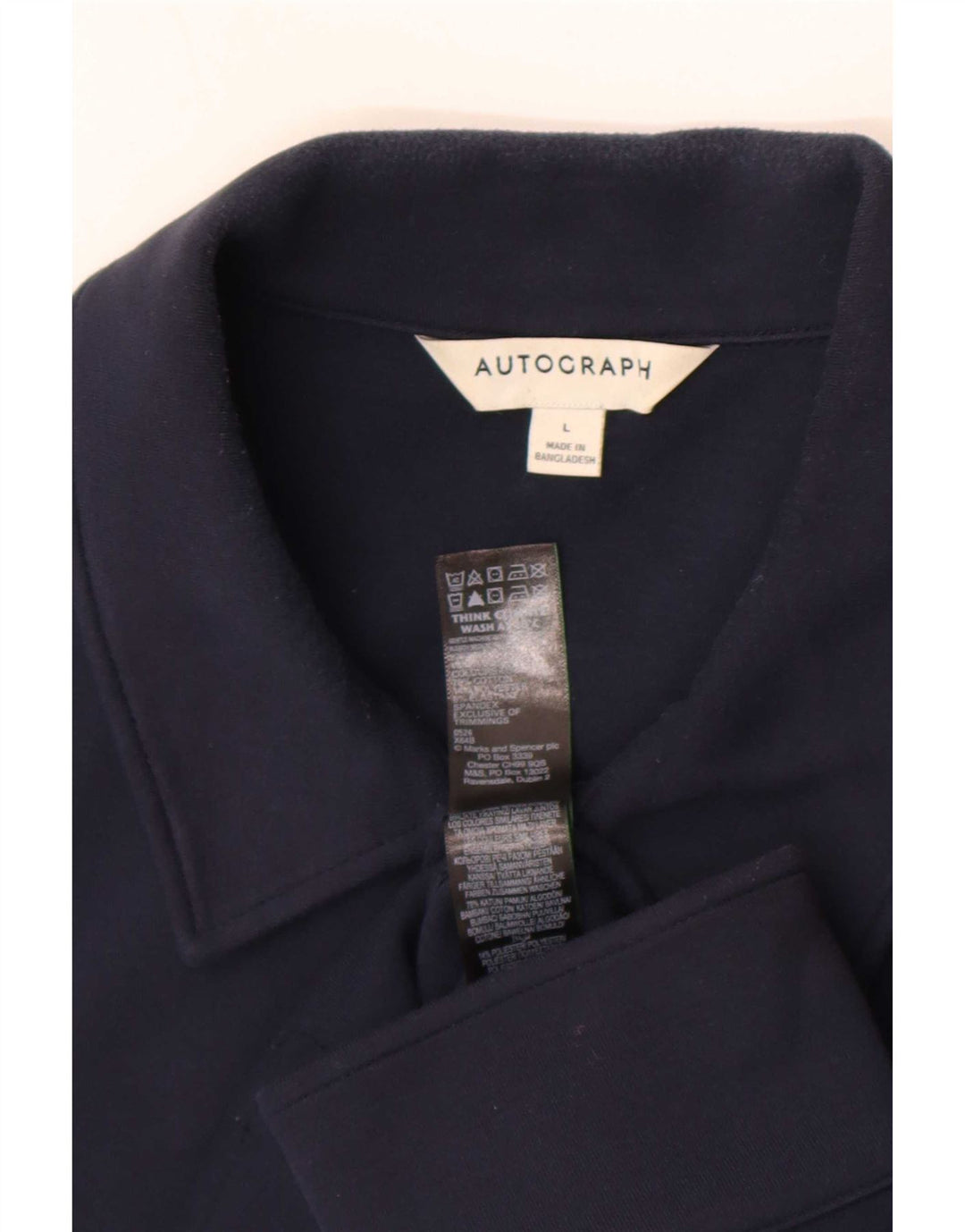 Marks & Spencer Mens Autograph Bomber Jacket UK 40 Large Navy Blue Cotton