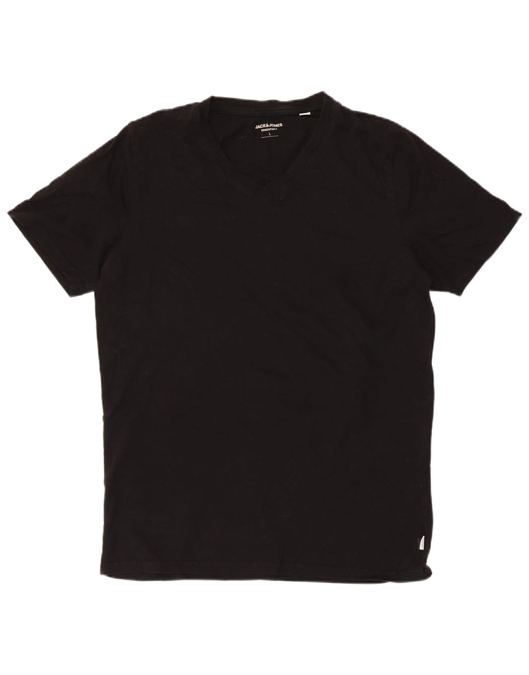 JACK & JONES Mens T-Shirt Top Large Black Cotton