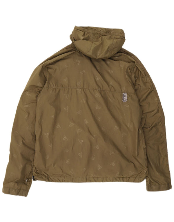 Adidas Mens Hooded Graphic Anorak Jacket UK 38 Medium Khaki Spotted