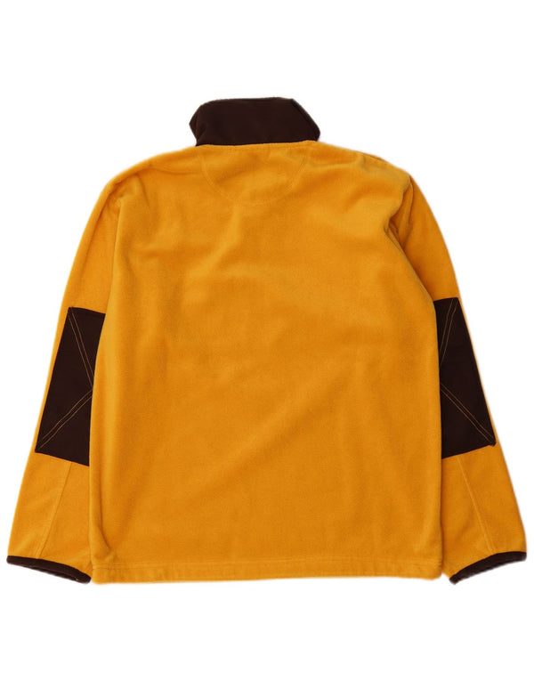 Vintage Boys Graphic Zip Neck Fleece Jumper 13-14 Years Yellow Colourblock