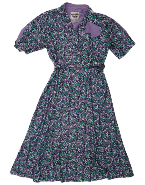 NORMAN LINTON Womens A-Line Dress UK 16 Large  Purple Floral Polyester