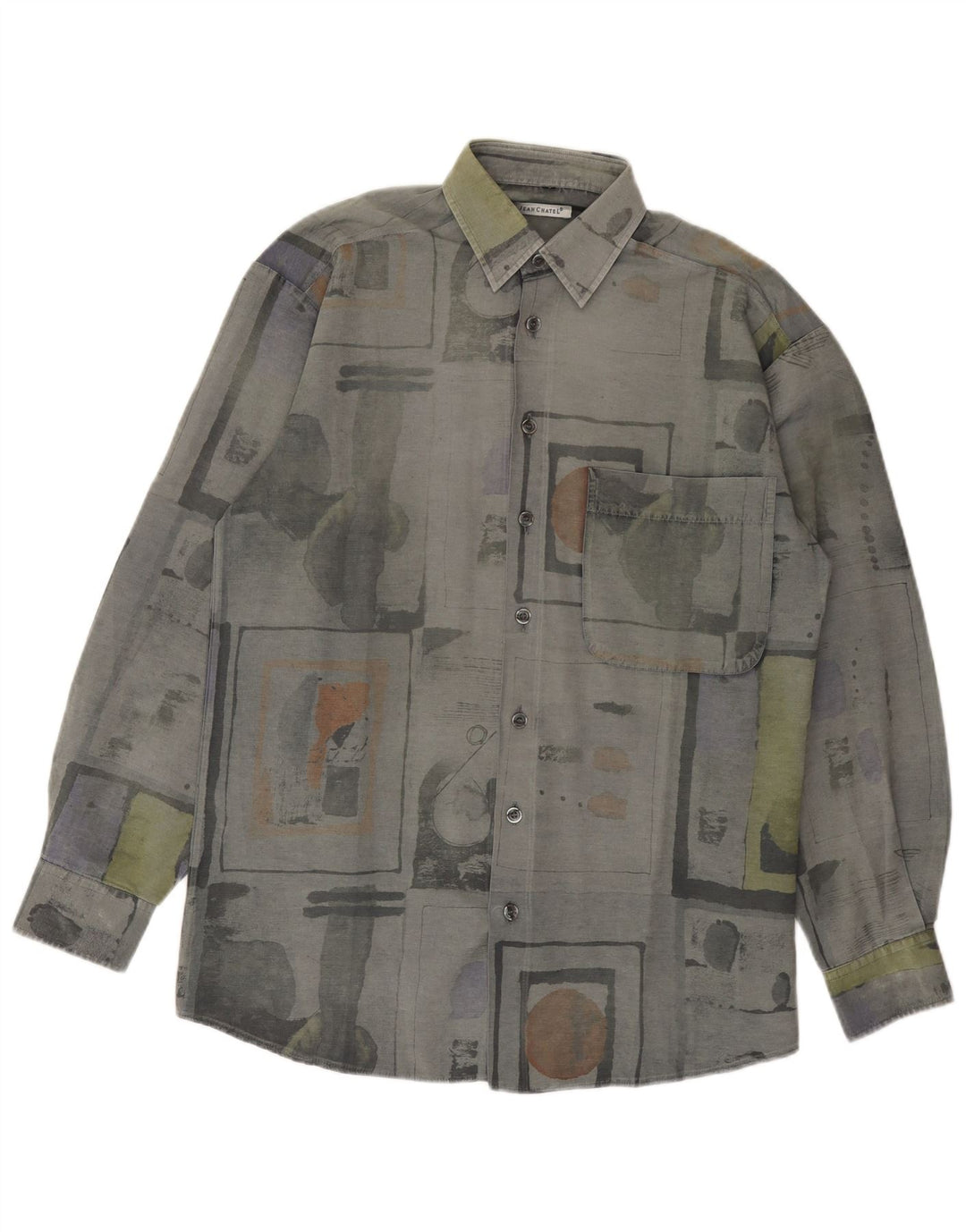 Jean chatel Mens Shirt Medium Grey Patchwork